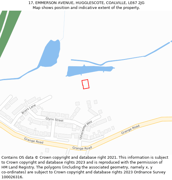 17, EMMERSON AVENUE, HUGGLESCOTE, COALVILLE, LE67 2JG: Location map and indicative extent of plot