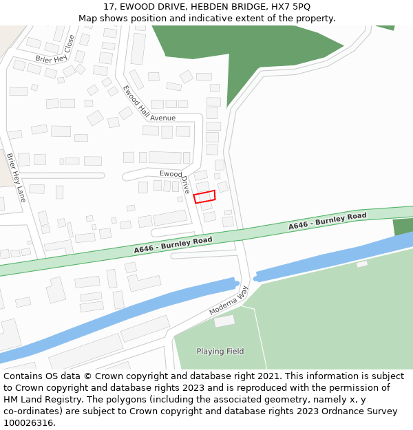 17, EWOOD DRIVE, HEBDEN BRIDGE, HX7 5PQ: Location map and indicative extent of plot