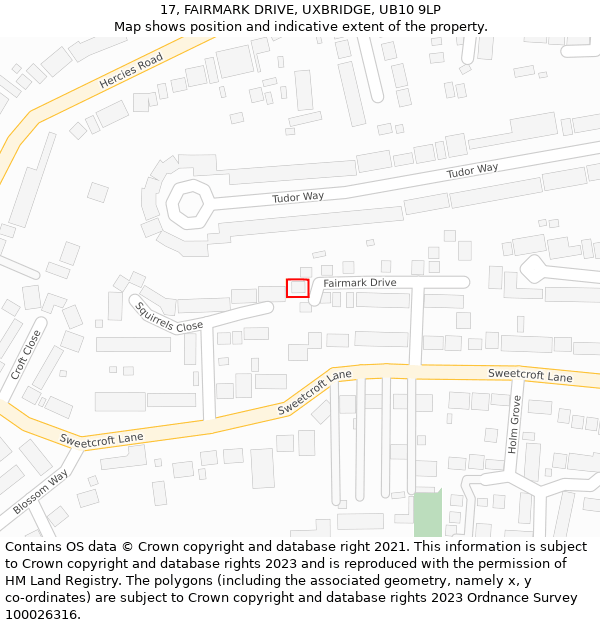 17, FAIRMARK DRIVE, UXBRIDGE, UB10 9LP: Location map and indicative extent of plot