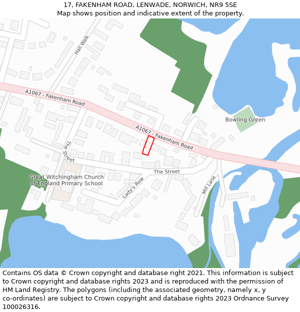 17, FAKENHAM ROAD, LENWADE, NORWICH, NR9 5SE: Location map and indicative extent of plot