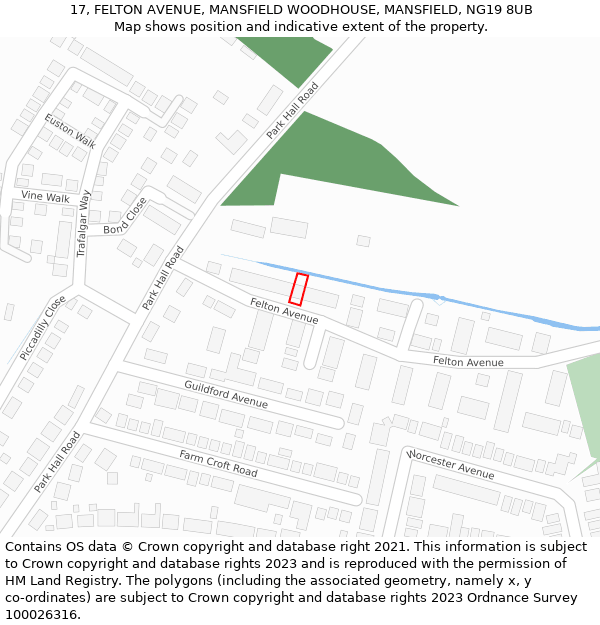 17, FELTON AVENUE, MANSFIELD WOODHOUSE, MANSFIELD, NG19 8UB: Location map and indicative extent of plot