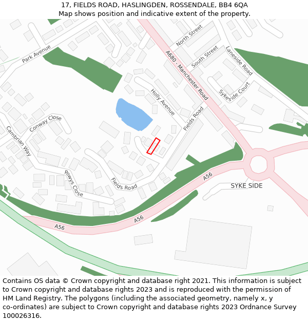 17, FIELDS ROAD, HASLINGDEN, ROSSENDALE, BB4 6QA: Location map and indicative extent of plot