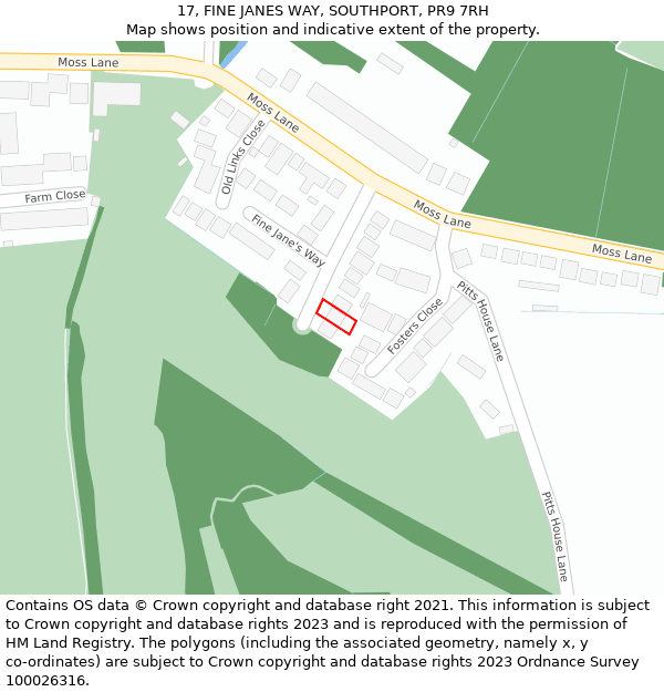 17, FINE JANES WAY, SOUTHPORT, PR9 7RH: Location map and indicative extent of plot