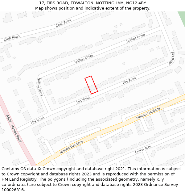 17, FIRS ROAD, EDWALTON, NOTTINGHAM, NG12 4BY: Location map and indicative extent of plot