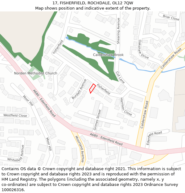 17, FISHERFIELD, ROCHDALE, OL12 7QW: Location map and indicative extent of plot