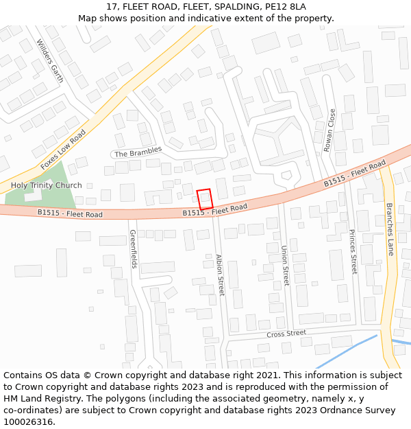 17, FLEET ROAD, FLEET, SPALDING, PE12 8LA: Location map and indicative extent of plot