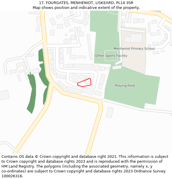 17, FOURGATES, MENHENIOT, LISKEARD, PL14 3SR: Location map and indicative extent of plot