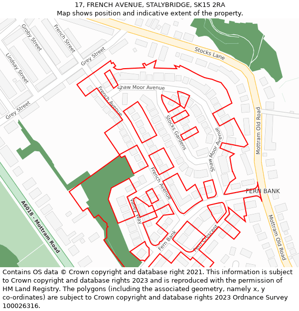 17, FRENCH AVENUE, STALYBRIDGE, SK15 2RA: Location map and indicative extent of plot