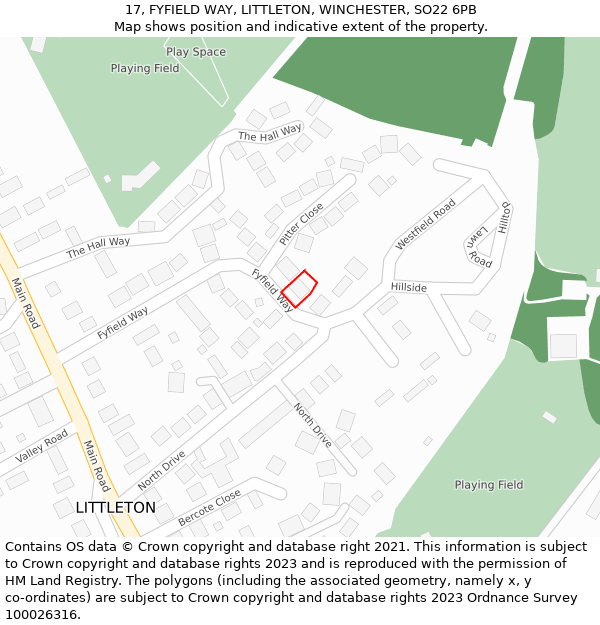 17, FYFIELD WAY, LITTLETON, WINCHESTER, SO22 6PB: Location map and indicative extent of plot