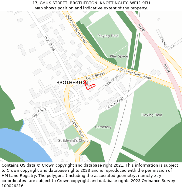 17, GAUK STREET, BROTHERTON, KNOTTINGLEY, WF11 9EU: Location map and indicative extent of plot