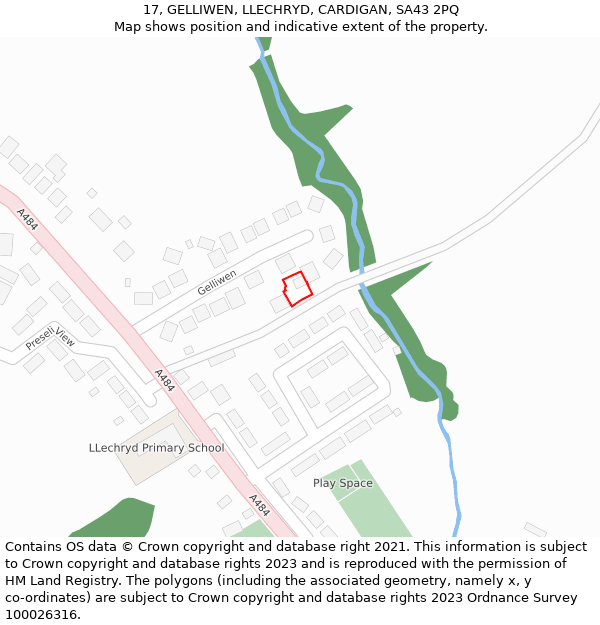 17, GELLIWEN, LLECHRYD, CARDIGAN, SA43 2PQ: Location map and indicative extent of plot