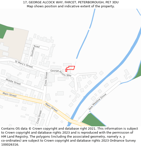 17, GEORGE ALCOCK WAY, FARCET, PETERBOROUGH, PE7 3DU: Location map and indicative extent of plot