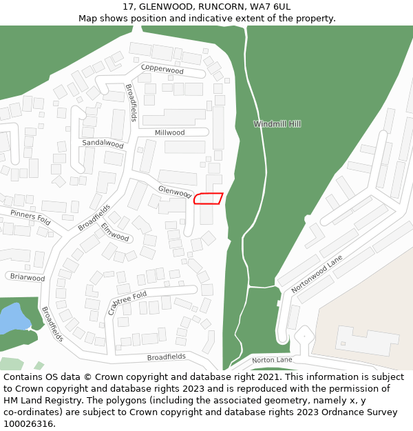17, GLENWOOD, RUNCORN, WA7 6UL: Location map and indicative extent of plot