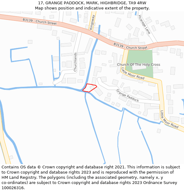 17, GRANGE PADDOCK, MARK, HIGHBRIDGE, TA9 4RW: Location map and indicative extent of plot