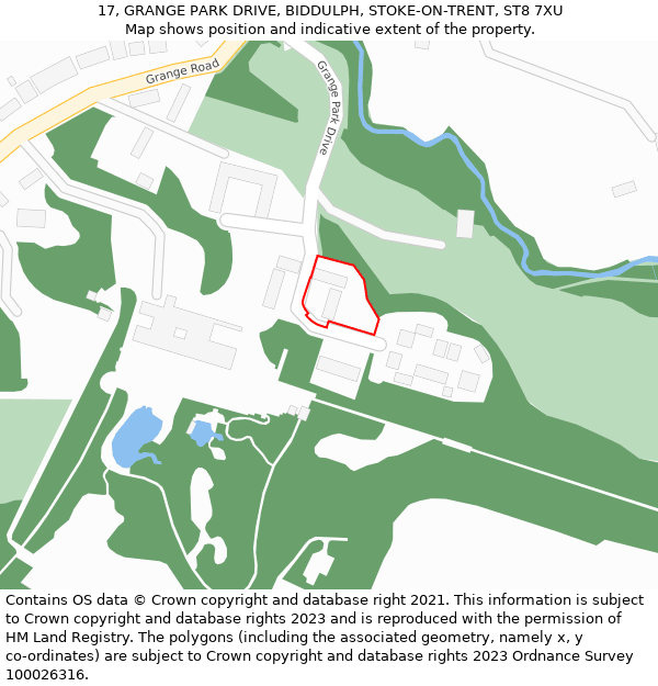 17, GRANGE PARK DRIVE, BIDDULPH, STOKE-ON-TRENT, ST8 7XU: Location map and indicative extent of plot