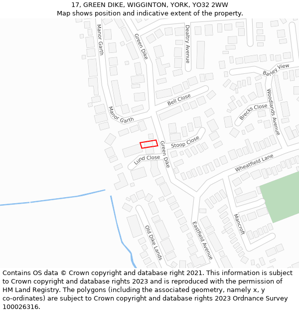 17, GREEN DIKE, WIGGINTON, YORK, YO32 2WW: Location map and indicative extent of plot