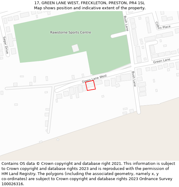 17, GREEN LANE WEST, FRECKLETON, PRESTON, PR4 1SL: Location map and indicative extent of plot