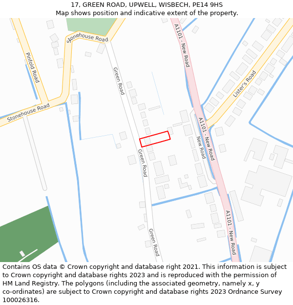 17, GREEN ROAD, UPWELL, WISBECH, PE14 9HS: Location map and indicative extent of plot