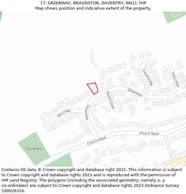 17, GREENWAY, BRAUNSTON, DAVENTRY, NN11 7HP: Location map and indicative extent of plot