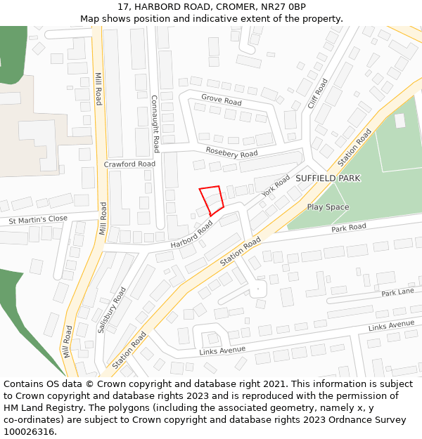 17, HARBORD ROAD, CROMER, NR27 0BP: Location map and indicative extent of plot