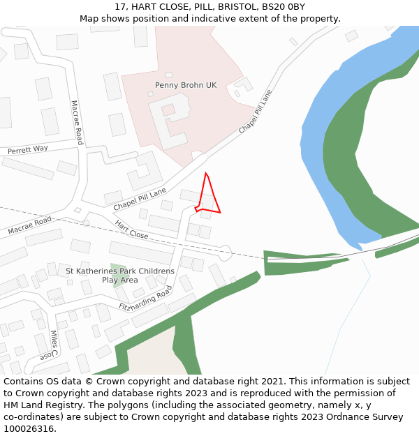 17, HART CLOSE, PILL, BRISTOL, BS20 0BY: Location map and indicative extent of plot