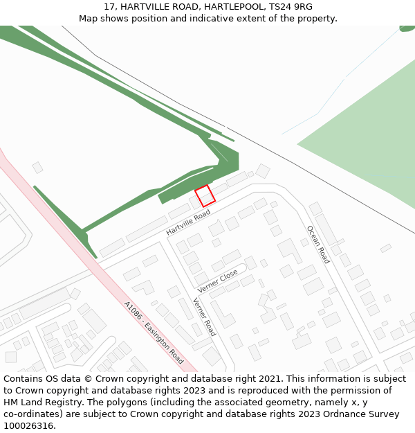 17, HARTVILLE ROAD, HARTLEPOOL, TS24 9RG: Location map and indicative extent of plot