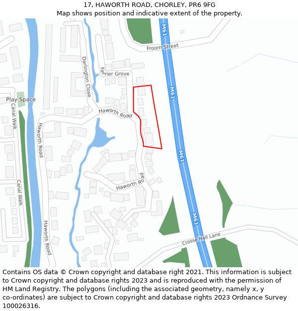 17, HAWORTH ROAD, CHORLEY, PR6 9FG: Location map and indicative extent of plot