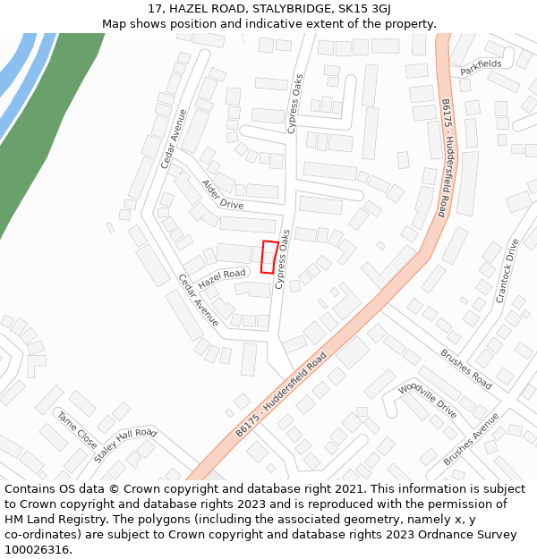 17, HAZEL ROAD, STALYBRIDGE, SK15 3GJ: Location map and indicative extent of plot