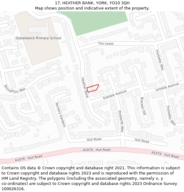 17, HEATHER BANK, YORK, YO10 3QH: Location map and indicative extent of plot