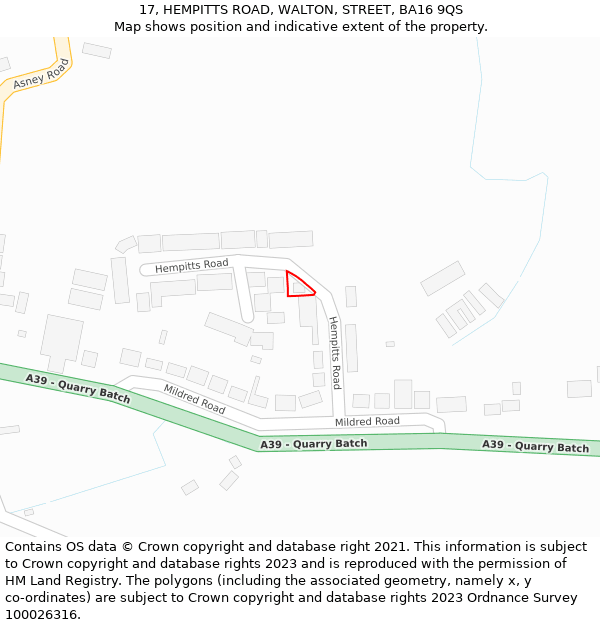 17, HEMPITTS ROAD, WALTON, STREET, BA16 9QS: Location map and indicative extent of plot