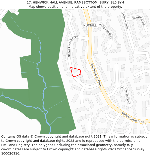 17, HENWICK HALL AVENUE, RAMSBOTTOM, BURY, BL0 9YH: Location map and indicative extent of plot
