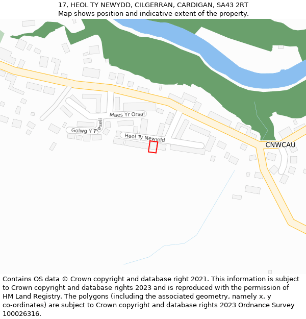 17, HEOL TY NEWYDD, CILGERRAN, CARDIGAN, SA43 2RT: Location map and indicative extent of plot