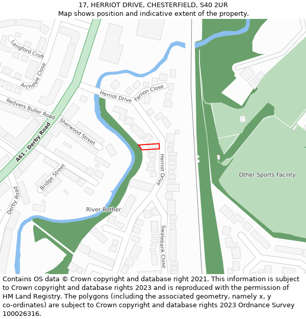 17, HERRIOT DRIVE, CHESTERFIELD, S40 2UR: Location map and indicative extent of plot