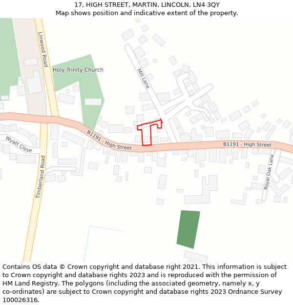 17, HIGH STREET, MARTIN, LINCOLN, LN4 3QY: Location map and indicative extent of plot