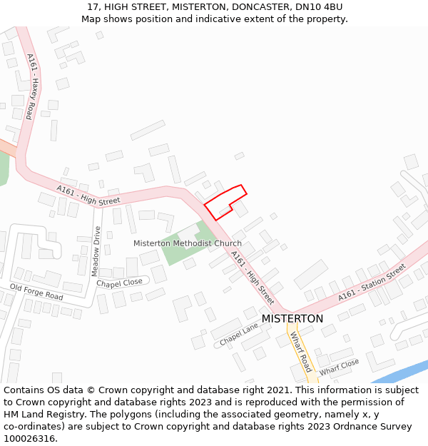 17, HIGH STREET, MISTERTON, DONCASTER, DN10 4BU: Location map and indicative extent of plot