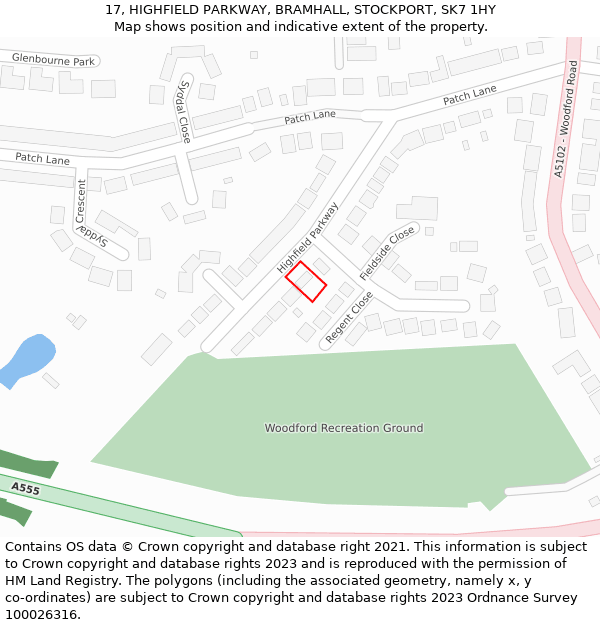 17, HIGHFIELD PARKWAY, BRAMHALL, STOCKPORT, SK7 1HY: Location map and indicative extent of plot