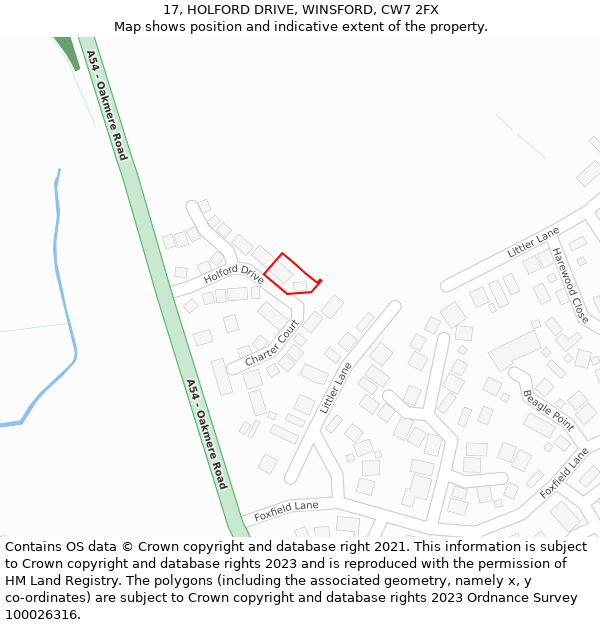17, HOLFORD DRIVE, WINSFORD, CW7 2FX: Location map and indicative extent of plot