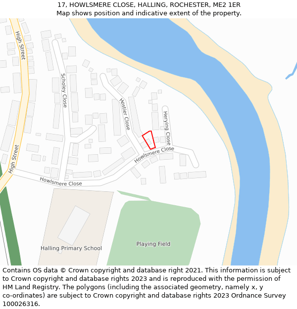 17, HOWLSMERE CLOSE, HALLING, ROCHESTER, ME2 1ER: Location map and indicative extent of plot