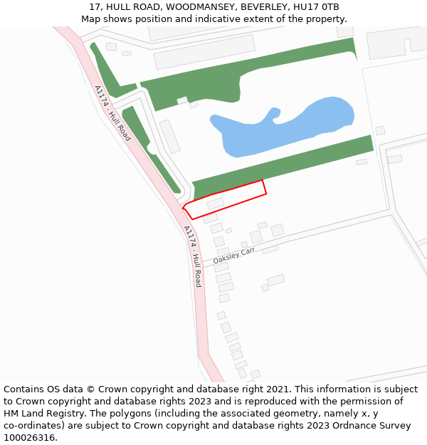 17, HULL ROAD, WOODMANSEY, BEVERLEY, HU17 0TB: Location map and indicative extent of plot