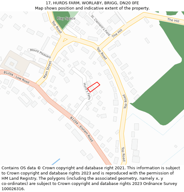 17, HURDS FARM, WORLABY, BRIGG, DN20 0FE: Location map and indicative extent of plot