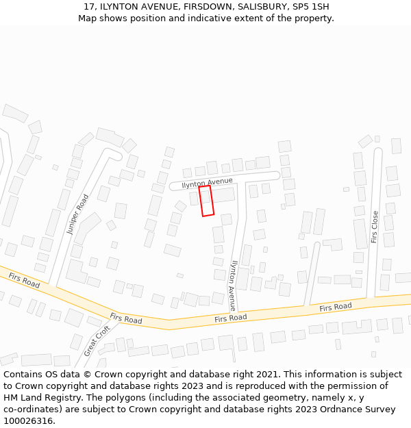 17, ILYNTON AVENUE, FIRSDOWN, SALISBURY, SP5 1SH: Location map and indicative extent of plot