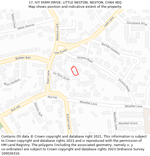 17, IVY FARM DRIVE, LITTLE NESTON, NESTON, CH64 4EQ: Location map and indicative extent of plot