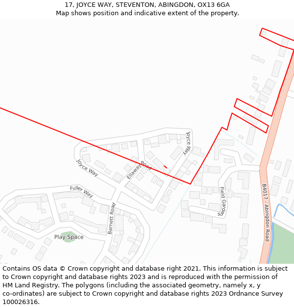 17, JOYCE WAY, STEVENTON, ABINGDON, OX13 6GA: Location map and indicative extent of plot