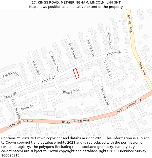 17, KINGS ROAD, METHERINGHAM, LINCOLN, LN4 3HT: Location map and indicative extent of plot