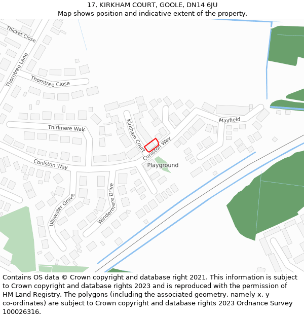 17, KIRKHAM COURT, GOOLE, DN14 6JU: Location map and indicative extent of plot
