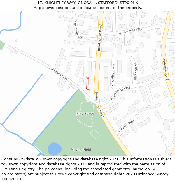 17, KNIGHTLEY WAY, GNOSALL, STAFFORD, ST20 0HX: Location map and indicative extent of plot