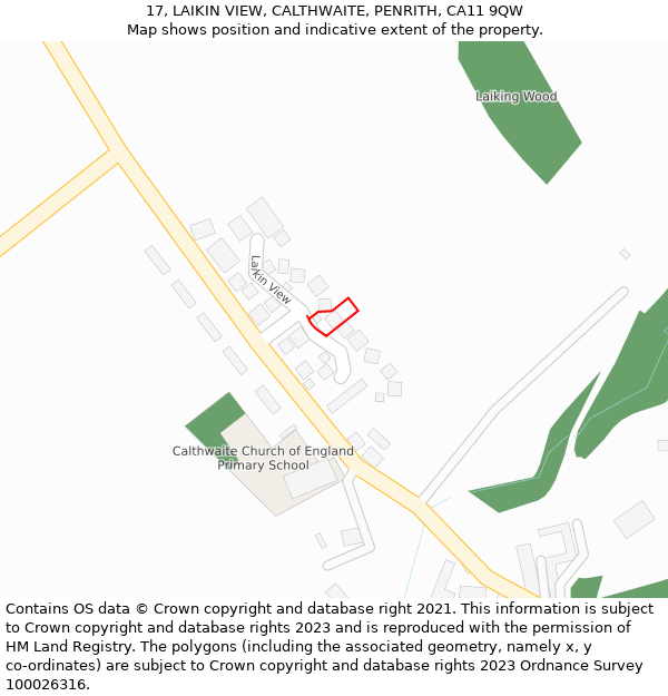 17, LAIKIN VIEW, CALTHWAITE, PENRITH, CA11 9QW: Location map and indicative extent of plot
