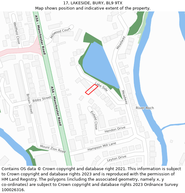 17, LAKESIDE, BURY, BL9 9TX: Location map and indicative extent of plot