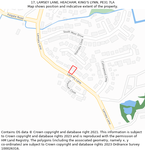 17, LAMSEY LANE, HEACHAM, KING'S LYNN, PE31 7LA: Location map and indicative extent of plot