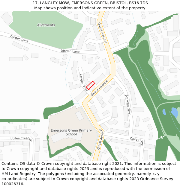 17, LANGLEY MOW, EMERSONS GREEN, BRISTOL, BS16 7DS: Location map and indicative extent of plot